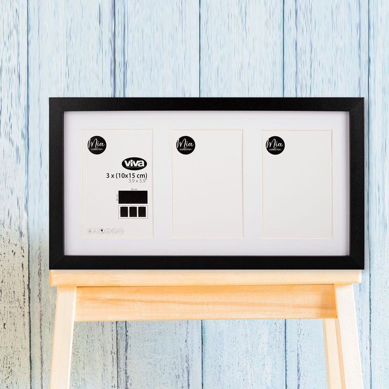 Marco Para 3 Fotos De 10x15 Cm Color Negro - Viva