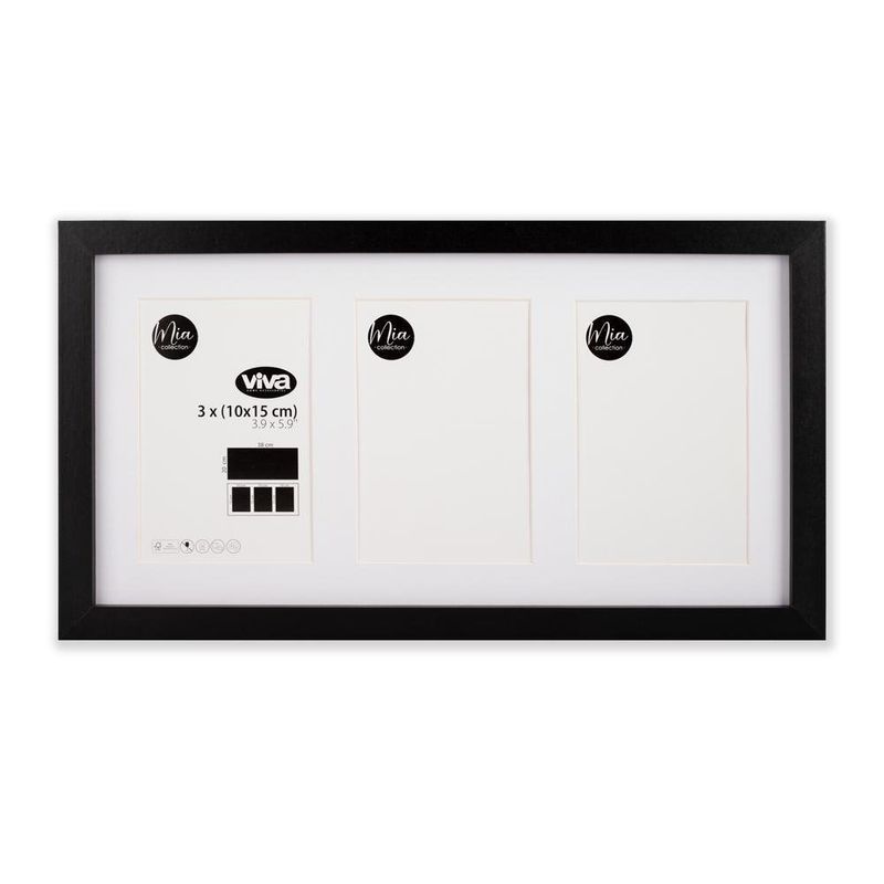 Marco Para 3 Fotos De 10x15 Cm Color Negro - Viva