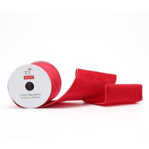Listón Navideño de 4 plg x 5 yardas Color Rojo