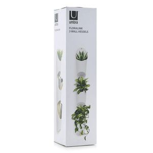 Set de 3 Floreros de Pared de Metal Blanco