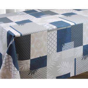 Mantel Azul Diseño de Cuadros