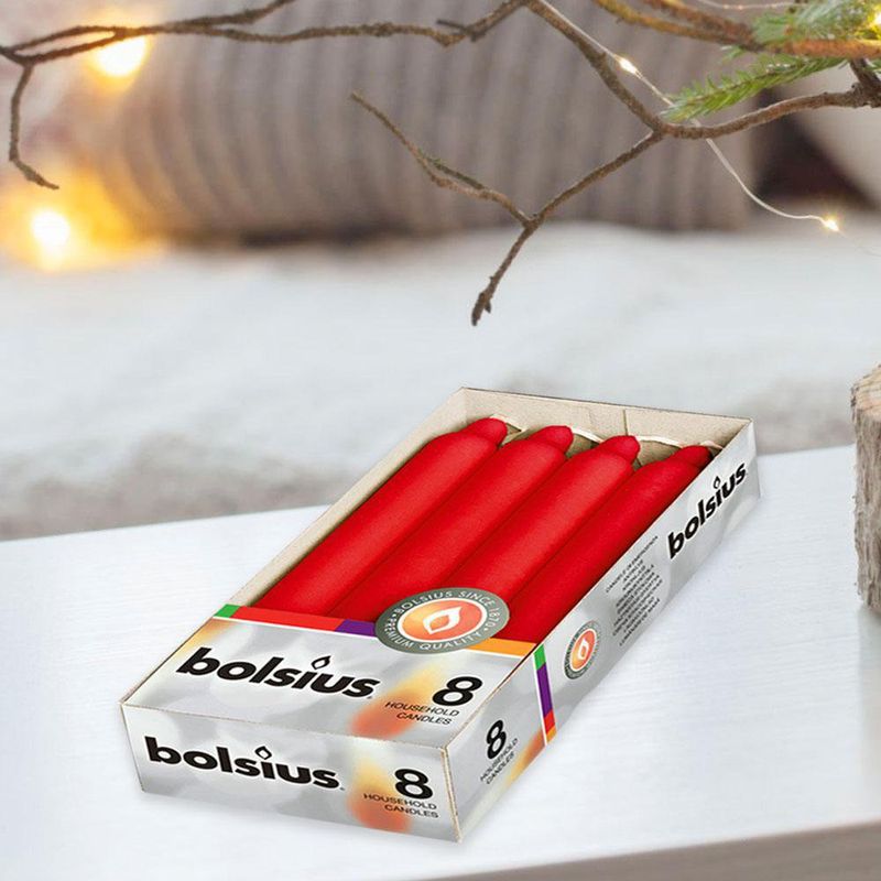 Paquete De Velas Taper Roja 8 Unidades - Bolsius