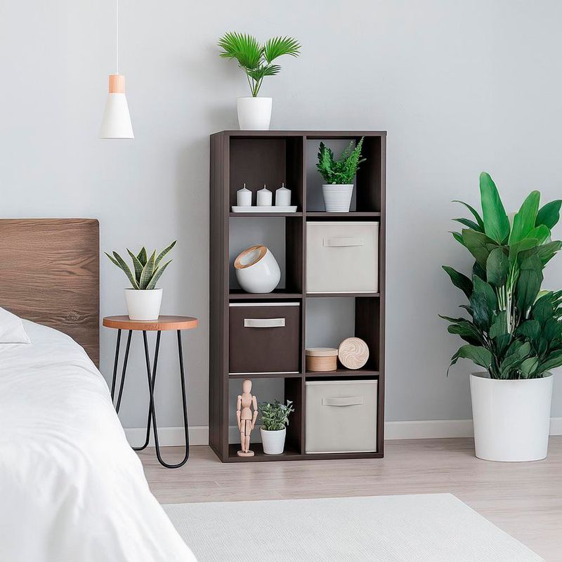 Librero de Melamina 8 Espacios Color Nogal