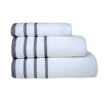 Toalla De Baño 76X132 Cm Blanco Y Gris Oscuro - Viva