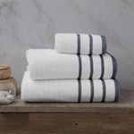 Toalla De Baño 76X132 Cm Blanco Y Gris Oscuro - Viva