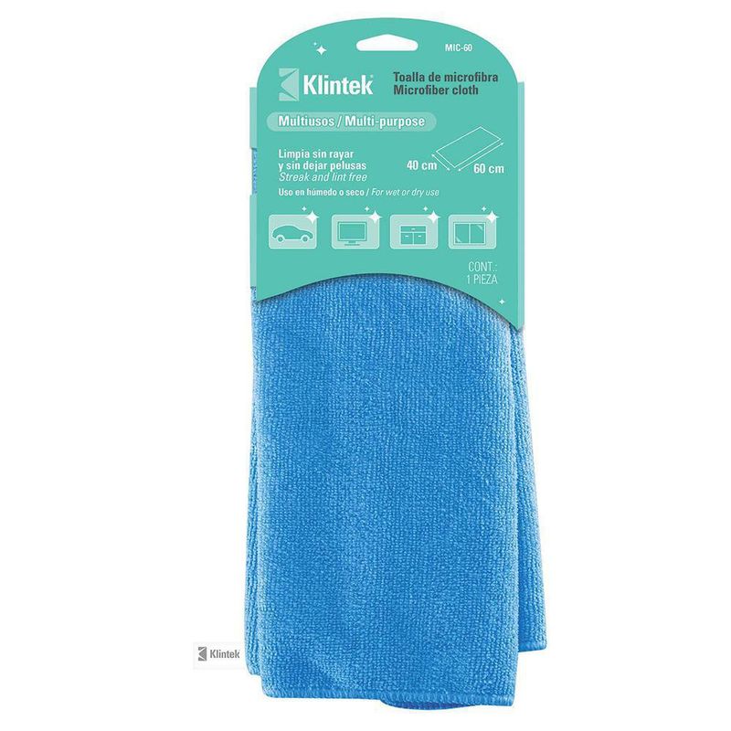 Toalla De Microfibra Celeste Multiusos 40 X 60 Cm - Klintek