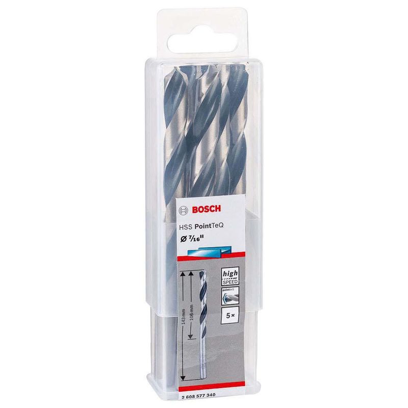 Set De 5 Brocas Para Metal HSS-PointTeQ 7/16 Plg - Bosch