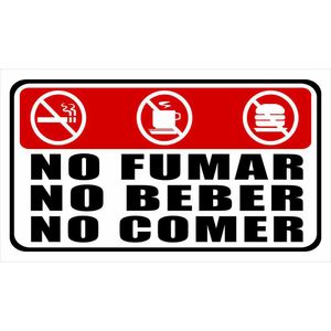 Rótulo de Pvc No Fumar No Beber No Comer 7 x 12 Plg