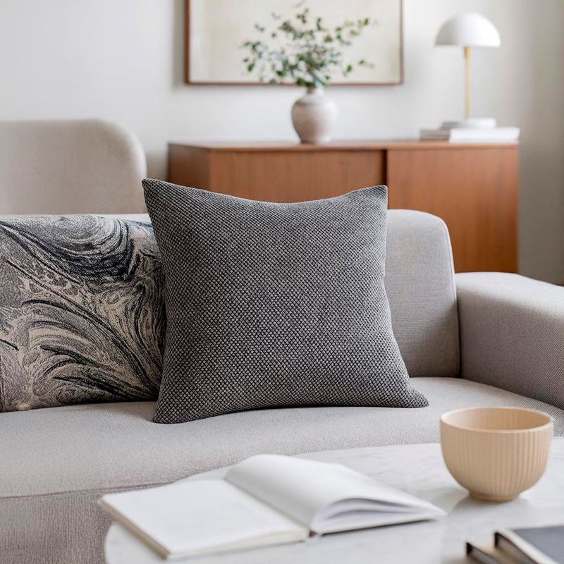 Cojín Relleno Decorativo con Tejido Elegante Gris Oscuro 40 x 40 Cm