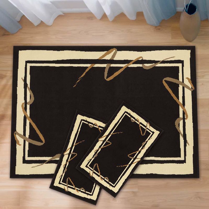 Combo De 3 Alfombras Mónaco Café Oscuro - Viva