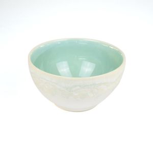 Plato para Sopa Celeste y blanco