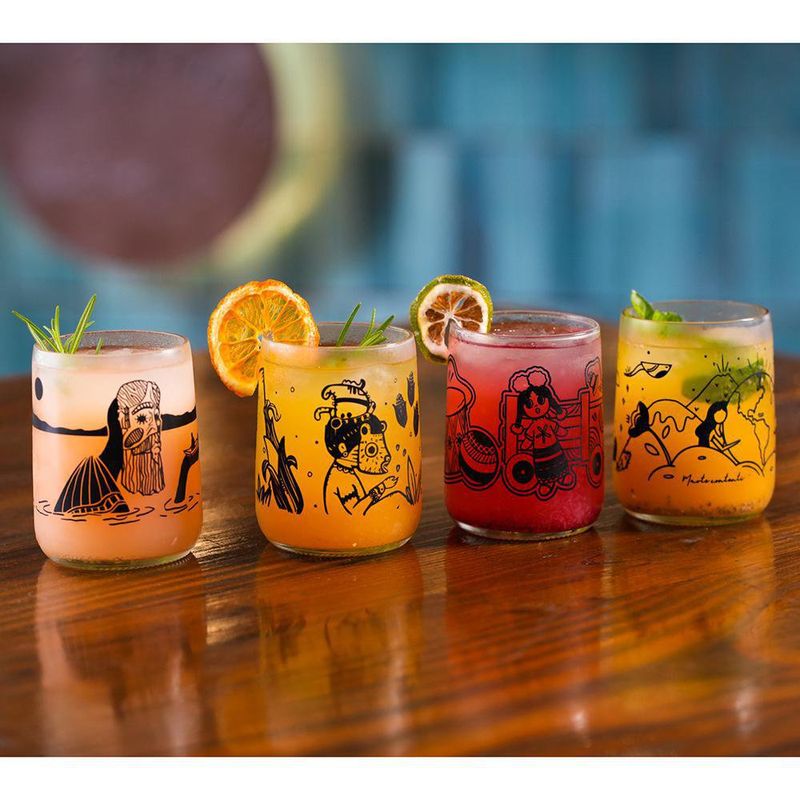 Set De 4 Vasos Transparentes Con Diseño De 8 Oz - Gronn