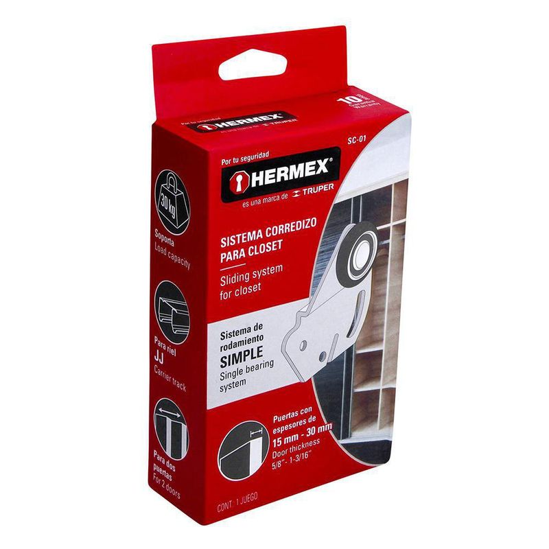 Sistema Corredizo Para Riel Superior De Closet - Hermex