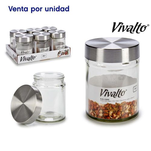 Tarro de Cristal Cilíndrico con Tapa de Acero 300 Ml