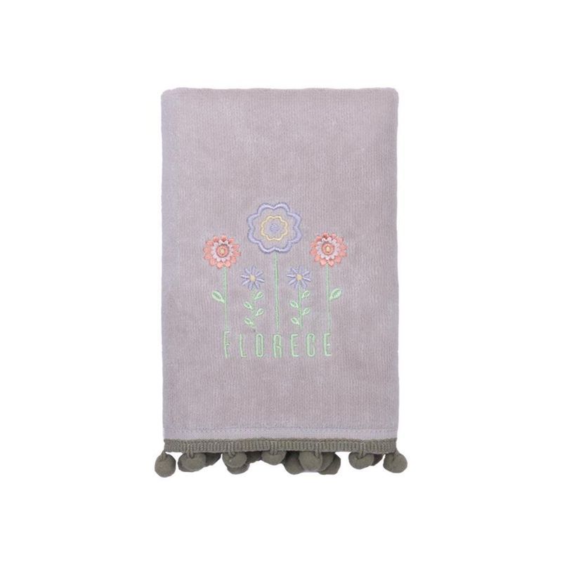 Toalla De Manos Gris Flores 63.5x38 Cm - Viva