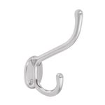 Gancho para Pared Perchero Doble de Metal 11 cm Acabado Cromo Mate