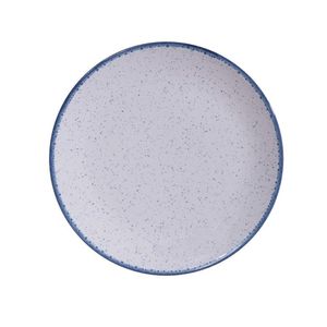 Plato para Postre Blanco con Borde Azul Estilo Rústico