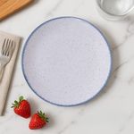 Plato para Postre Blanco con Borde Azul Estilo Rústico