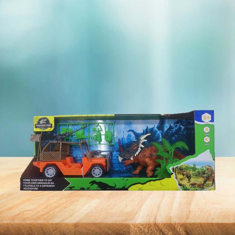 Set De Juego Jeep Y Dinosaurio En El Parque