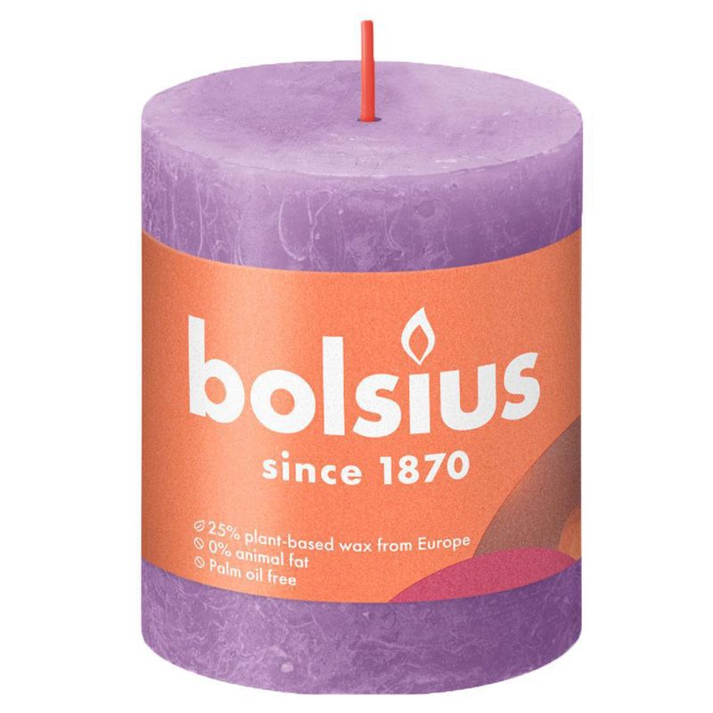 Vela Pillar Violeta 6.8x6.8x8 Cm - Bolsius