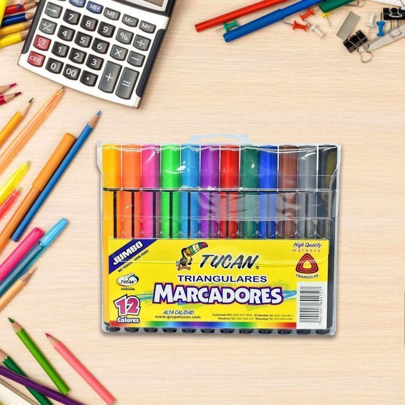 Marcador Jumbo Triangular 12 Colores - Tucan