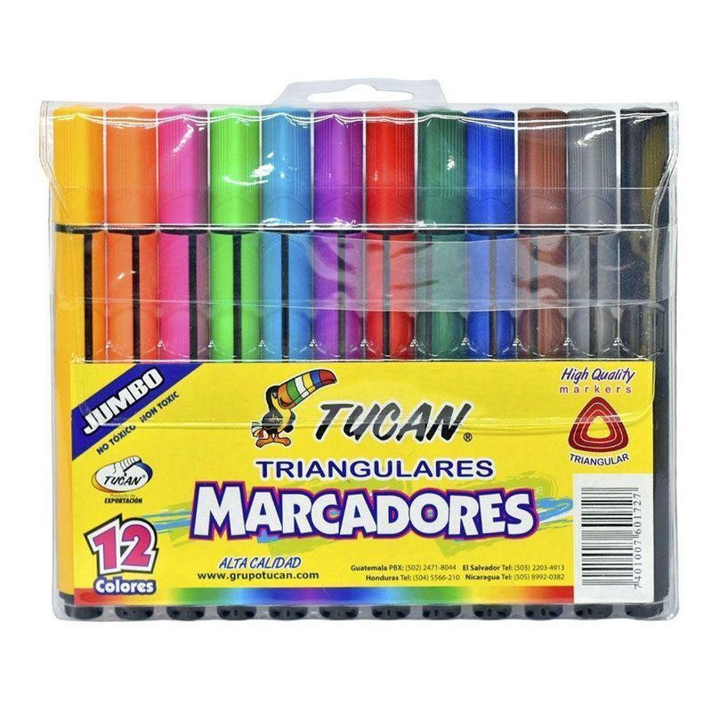 Marcador Jumbo Triangular 12 Colores - Tucan