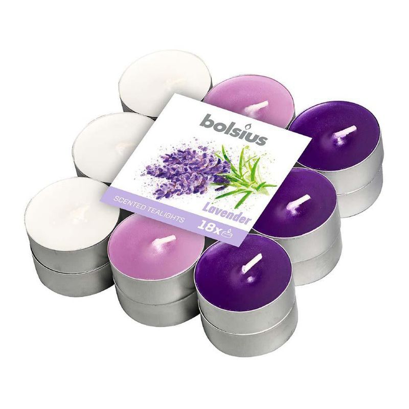 Vela Tealight 4Hr Set 18 Lavender - Bolsius