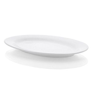 Plato Plano Ovalado Blanco 14Plg