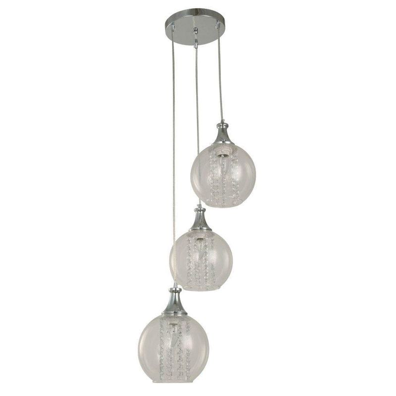 Lámpara Colgante Cromo/Vidrio 3Bombillosx40Wmax - Zlumini