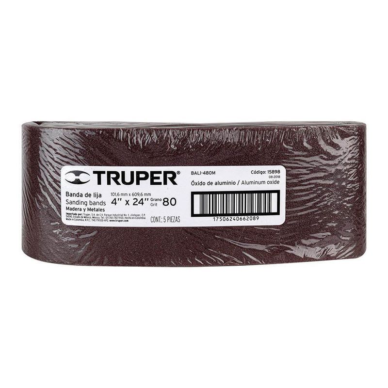 Lija De Banda 4x24 Plg Grano 80 Para Madera Y Metal - Truper