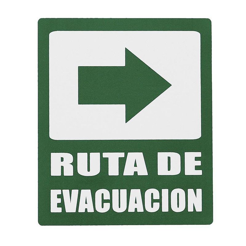 Rótulo Ruta De Evacuación Derecha Verde