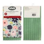 Set 2 Toallas Para Cocina Flores 41X48 Cm - Viva