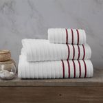 Toalla De Baño 76X132 Cm Blanco Y Rojo - Viva