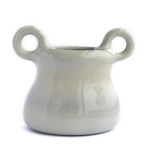 Florero Decorativo con Argollas ce Cerámica Blanco