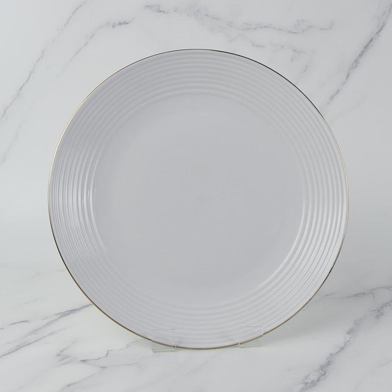 Plato Para Cena Blanco Con Borde Dorado 10.5 Plg - Toscana