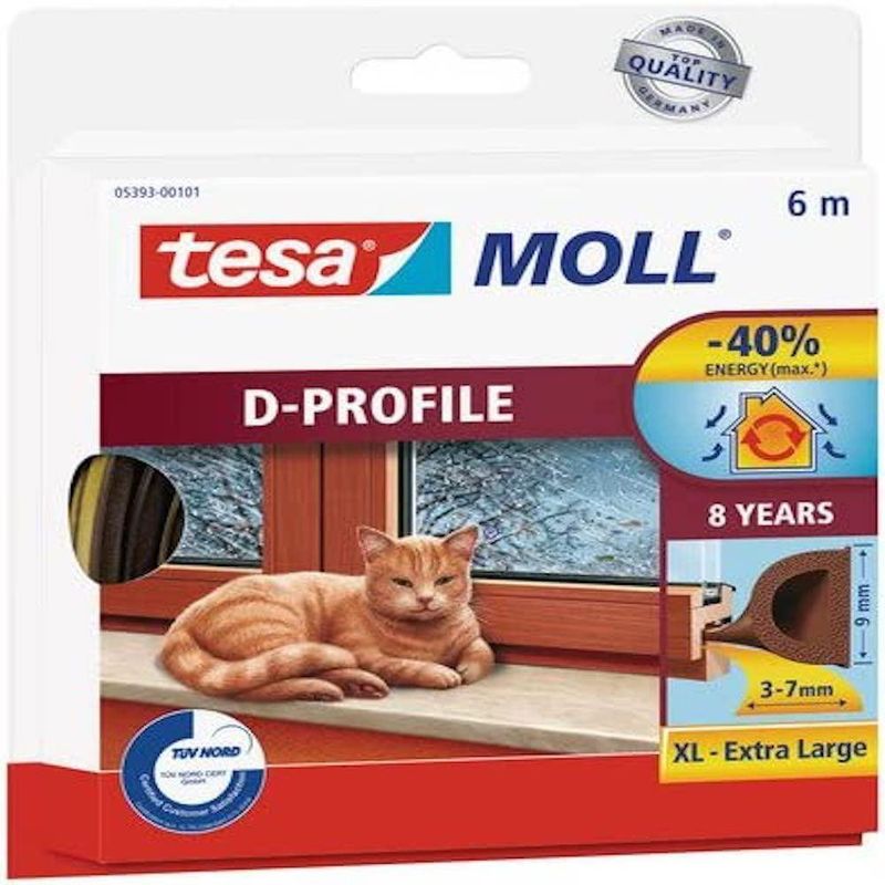 Sello Aislante Autoadhesivo Tubular Perfil D Café 6 M x 9 mm