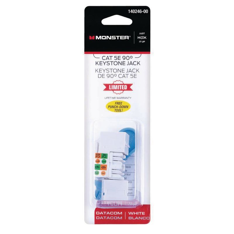 Toma De Datos Blanco Categoría 5 RJ45 90º  - Monster