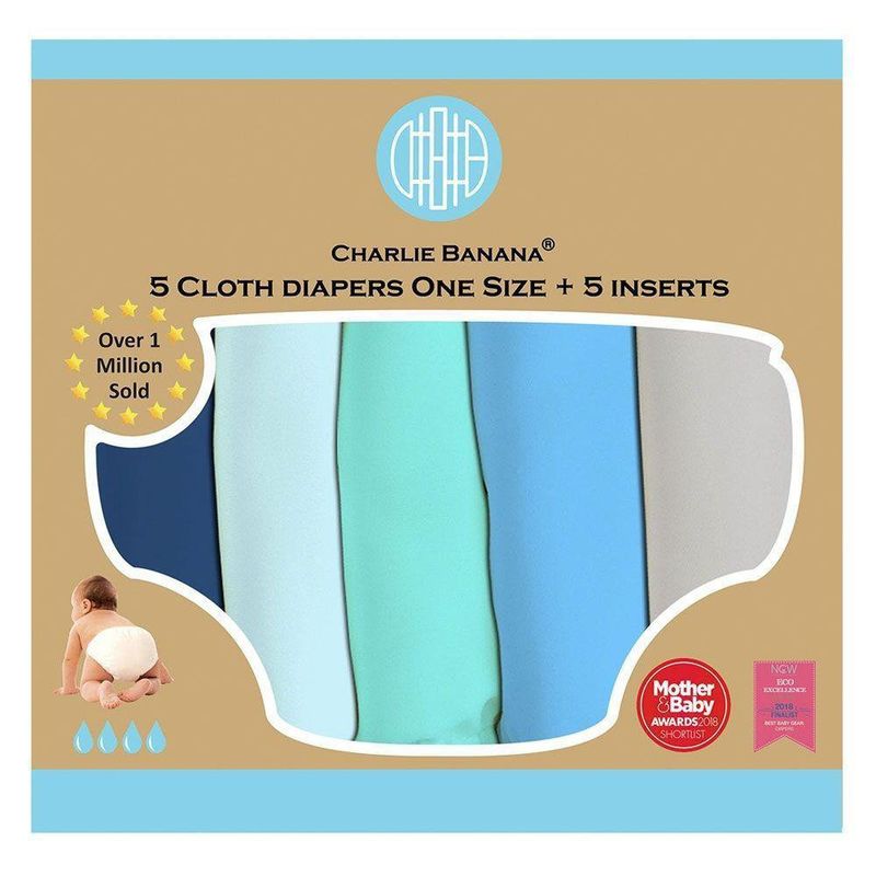 5Pk Pañal D/Tela Niño  5 Insertos - Charlie Banana