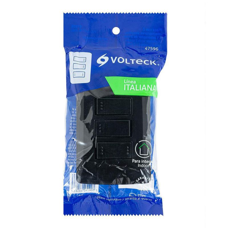 Interruptor Sencillo Duplex Negro 3 Puertas - Volteck
