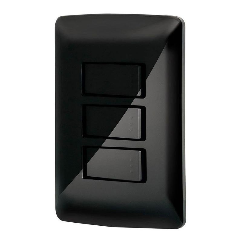 Interruptor Sencillo Duplex Negro 3 Puertas - Volteck
