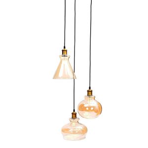 Lámpara Colgante 'Vintage' Triangulo/Esfera/Campana Vidrio 3Bombilloxx60Wmax - Zlumini