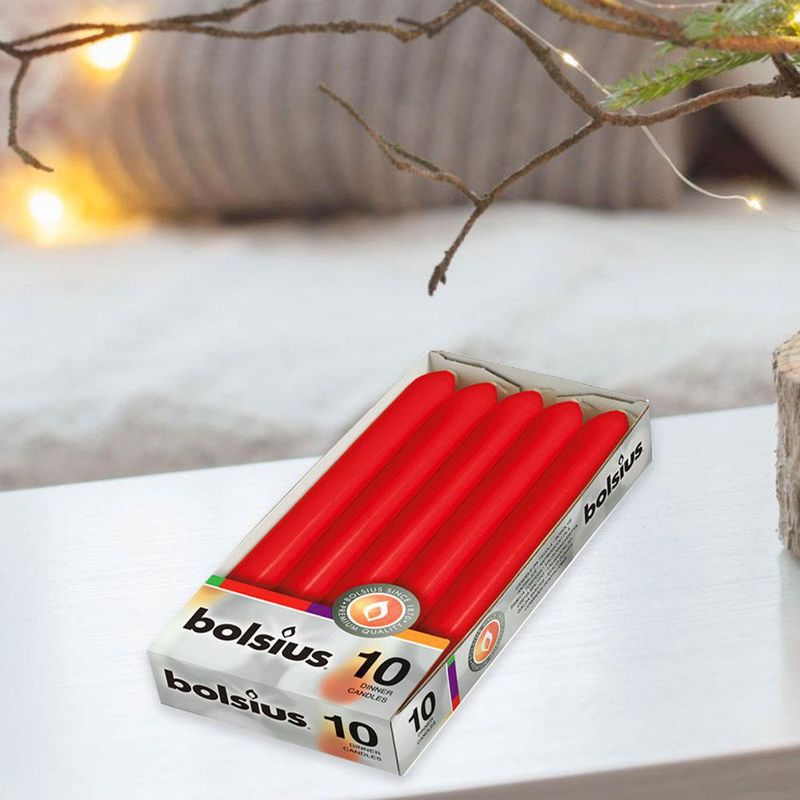 Paquete De Velas Taper Roja 10 Unidades - Bolsius