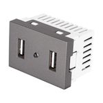 Toma 2 Puertos USB Acero Lisboa 1.5 Módulos - Volteck
