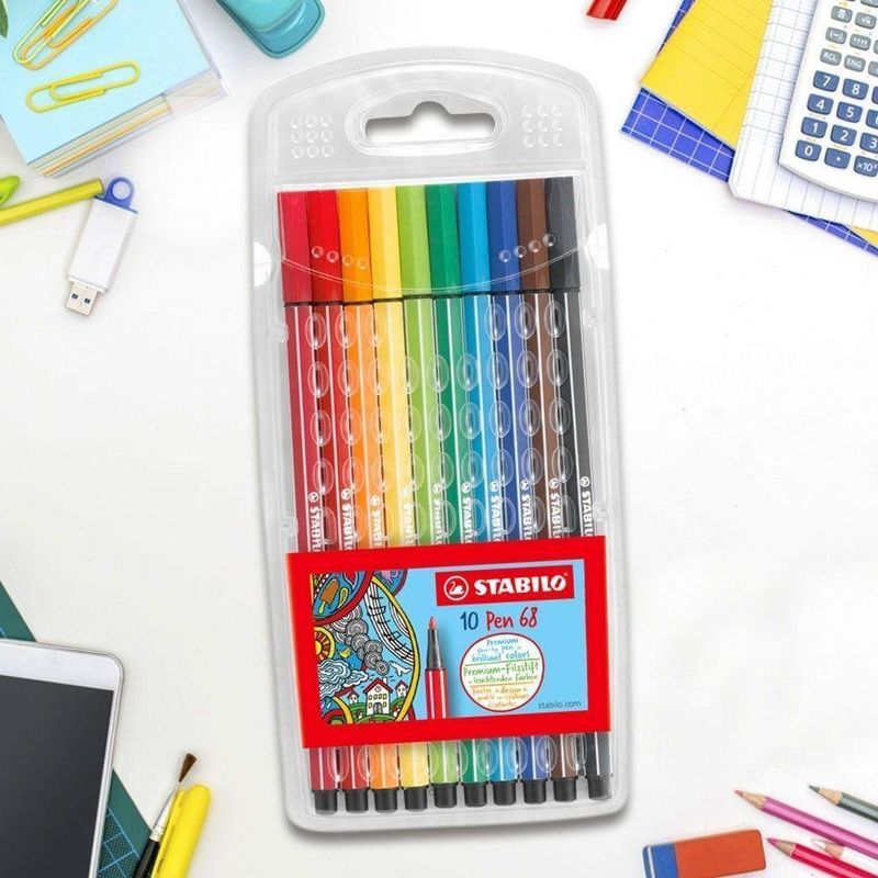 Marcador Pen 68 10 Colores Básicos - Stabilo