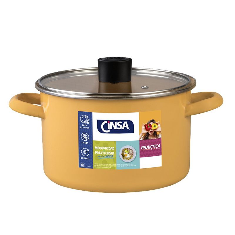 Olla De Peltre Recta De 3.5L 20 cm Amarilla - Cinsa
