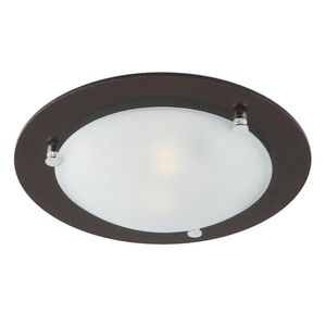 Plafón Redondo de Madera y Vidrio 2 Luces E27