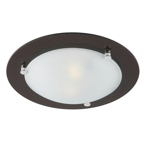 Plafón Redondo de Madera y Vidrio 2 Luces E27