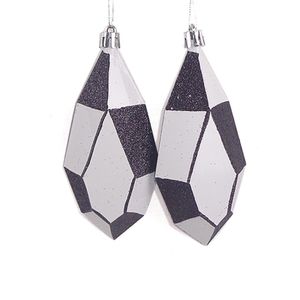 Set de 2 Bombas Navideñas Diamante Blanco y Negro 13 cm