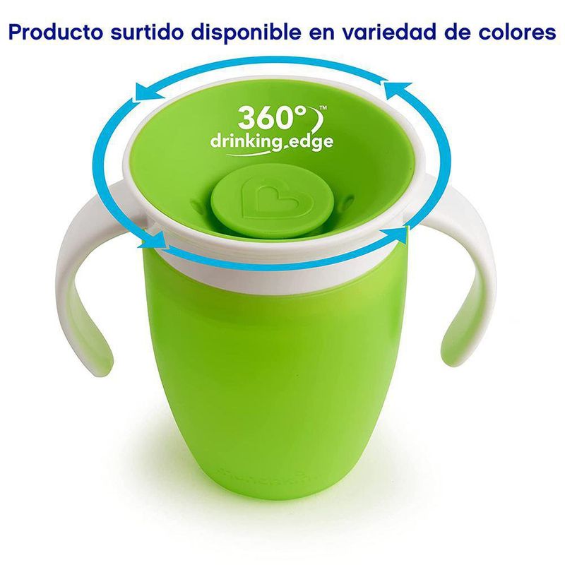 Vaso Entrenador Con Tapa Y Asas Miracle 360˚ Verde - Munchkin