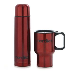 Set de Termo y Taza de Acero Inoxidable Rojo